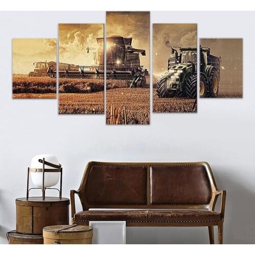 5 pieces of HD print canvas farm tractor canvas picture decoration print poster wall artist residence decorative painting frame