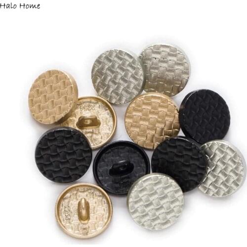 5pcs Fashion Round Grid Metal Shank Button Buttons fit Clothing Coat Repair Sewing Decor Replace and Crafts Make 15-25mm