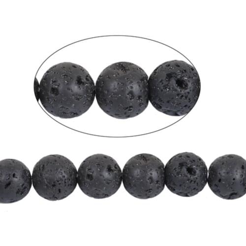 8Seasons Lava Rock Natural Beads Round Black/White About 12mm/10mm/7mm DIY Making Bracelets Women Men Fashion Jewelry,1Strand