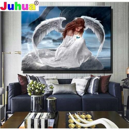 White Angel Girl 5d diy diamond painting"wing"mosaic cross stitch portrait embroidery diamond Full round square stones