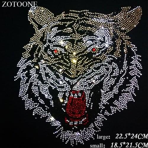 ZOTOONE Rhinestones Crystal Clear Hotfix Rhinestone Tiger Applique for Clothes Decoration Strass Para Artesanato for Needlework