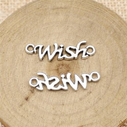 Free shipping 65pcs 28mm antique silver wish charms diy retro jewelry fit Earring keychain hair card pendant accessories