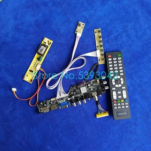 Signal digital DVB USB VGA 30 Pin LVDS Fit B154EW03/B154EW07/M154EW01/N154I4 matrix LCD controller board kit 1280*800 2CCFL