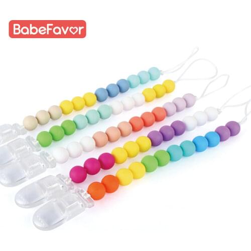 Baby Pacifier Clips Silicone Beads Teether Chain Infant Nipple Appease Soother Necklace Clips Dummy Holder Baby Teething Toys