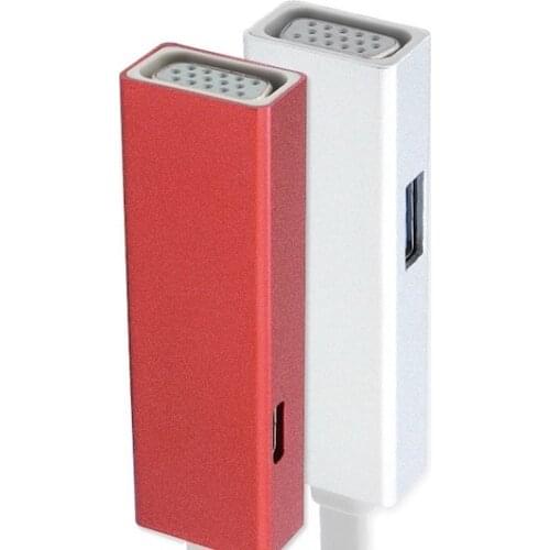 Type-C Three-in-one Docking Station USB-C To VGA HD Docking Station Usb3.0hub Hub PD Power Supply