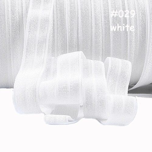 Flora solid color fold over elastic, 5/8" white foe ribbon for garment accessories