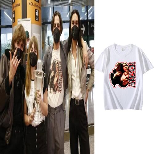 Italian Band Maneskin Same Paragraph Print White T Shirt Men Women Fashion Cotton T-shirts Tops Oversized Tee Shirt Streetwear