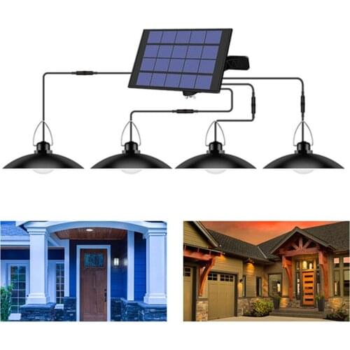 IP65 Waterproof 1/2/3/4 Heads Solar Pendant Light Outdoor Indoor Solar Lamp Warm White/White Lighting For Garden Yard Courtyard