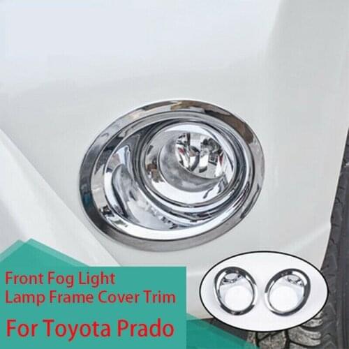 JanDeNing 2PCS/Set ABS Chrome Front Fog Lights Lamp Cover Frame Trim Emblems For Toyota Prado FJ150 2014-2017