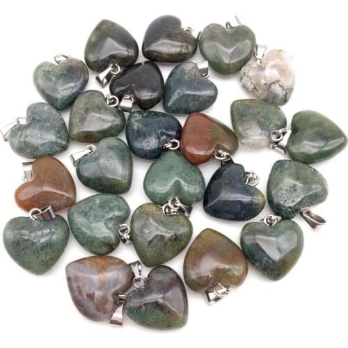 20 MM Stone Heart Necklace Pendant Nature Indian Agates Charms For DIY Earrings 50pcs/Bag Good Quality Strong Shine