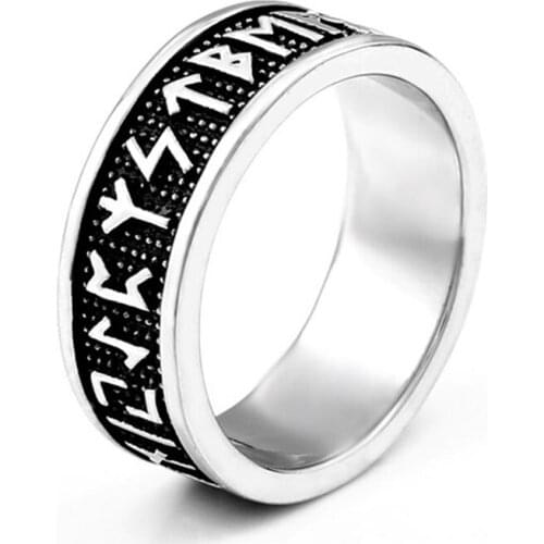 Stainless Steel Mens Viking Rune Ring Fashion Retro Personality Punk Jewelry Biker Accessories Boyfriend Gift Wholesale