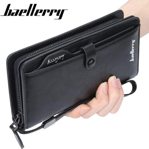 Brand High Quality Men Wallets Pu Leather Male Long Clutch Purse Coin Pocket Zipper Wallet Men Purses Card Holder New