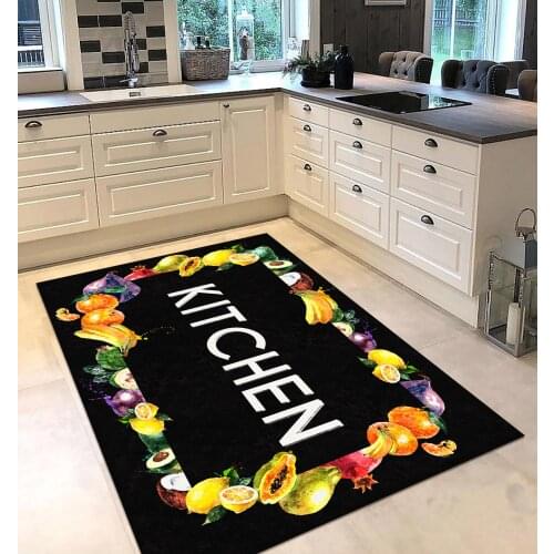 Colorful black fruit patterned kitchen rug modern carpet rug personalized gift free shipping kitchen utensils black runner