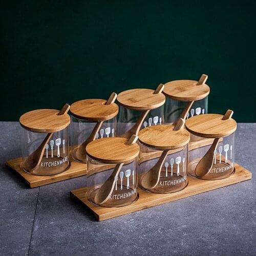 Creativity Glass Condiment Jar Spice Storage Bottle Salt Organizer Household Kitchen Decorative Cooking Flavor Container Tank