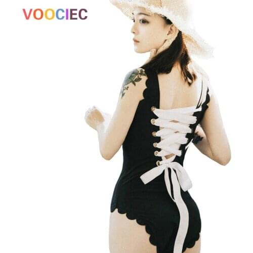 2020 Backless Mermaid Lace Swimwear Women One Piece Swimsuit Chic Sexy Push Up Bandage Swimming Bathing Suit Beach Wear Monokini