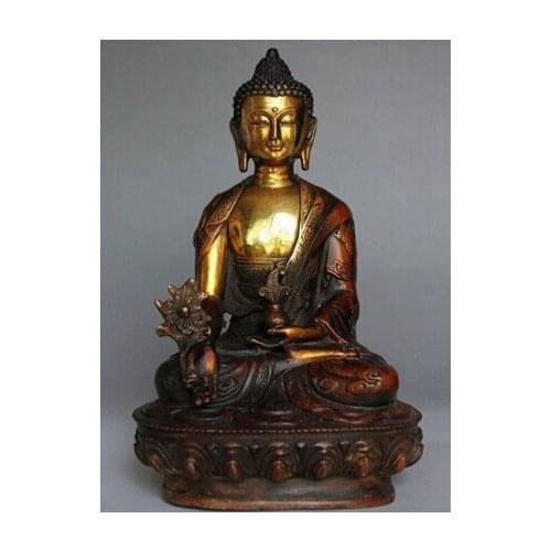 Copper Brass CHINESE crafts Asian 21 cm * / Elaborate Chinese Old Tibetan Copper Buddhism Bodhisattva Sakyamuni Buddha Statue