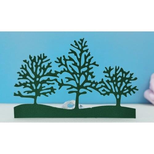 Three Trees Metal Cutting Dies Scrapbooking Embossing Folders for Card Making Craft DIY Clear Stamps and Slimline Die Cut Molds