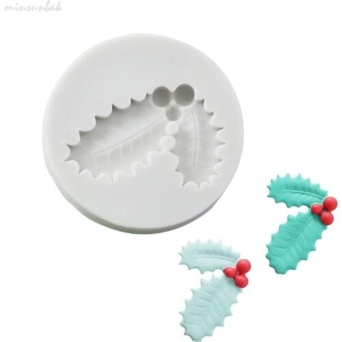 Minsunbak Christmas Pine Cone Holly Leaf Fondant Silicone Mold Christmas Cake Decoration Tools Chocolate Candy Baking Utensils