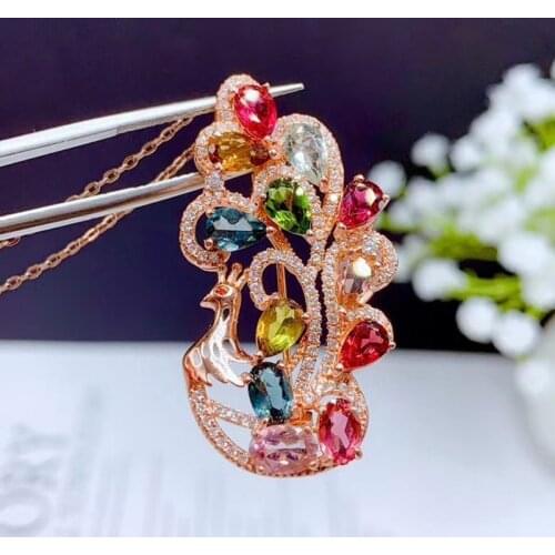 Fashion Two Wear Jewelry Charm Peacock Pendant Necklace Hollow Geometric Rose Golden Brooch For Women Wedding Anniversary Gifts