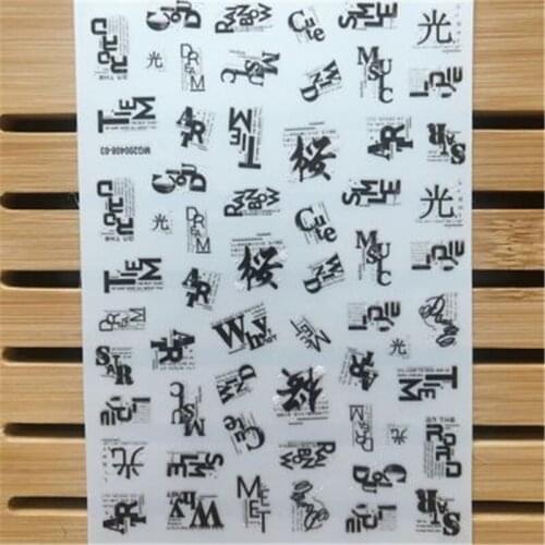 Traceless Nail Stickers English Words Paper Sticker Nail Decals