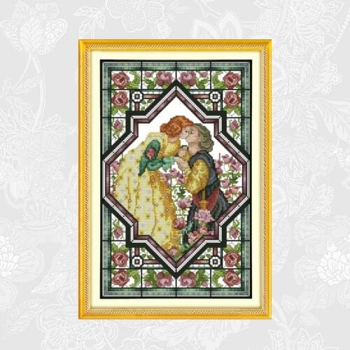 Lovers in the Rose Garden Patterns Printed Cross Stitch kits DMC Thread Embroidery Sweet times DIY Handmade Accessory Tools