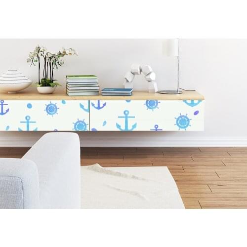 Anchor Steering Whee Cartoon Furniture Decal Wallpaper Living Room Adhesive Wall Paper Waterproof Wall Sticker for Children Room