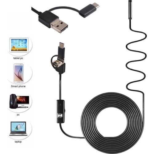 New 3-in-1 USB Borescope Industrial Endoscope Inspection Borescope Camera Waterproof Inspection Pipe for Android TYPE-C PC