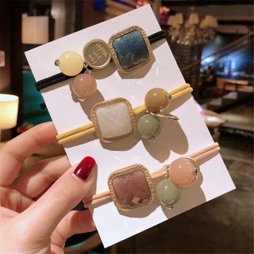 Korea Style New Item Promotion Sale Woman Hair Accessories Sweet Cute Beads Elastic Hair Rope Young Girl Hair Ornament Hair Ring