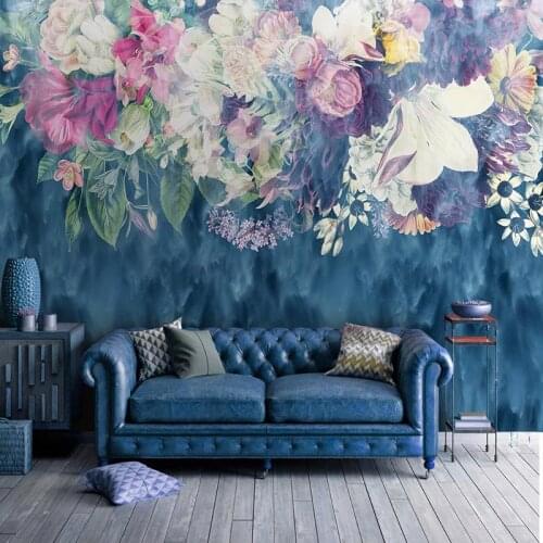 Custom 3D Wallpaper Retro Abstract Flowers Photo Wall Murals Living Room Bedroom Self-Adhesive Waterproof Art Wallpaper Stickers