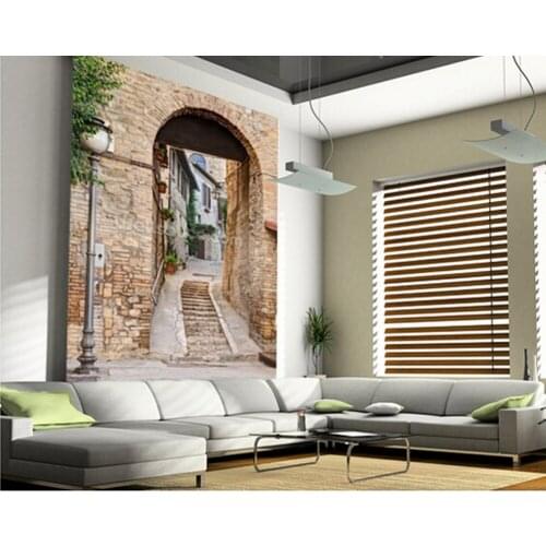 Custom modern wallpaper.Ancient Alley in Bevagna, Italy,3D landscape photo for living room bedroom restaurant wall PVC wallpaper
