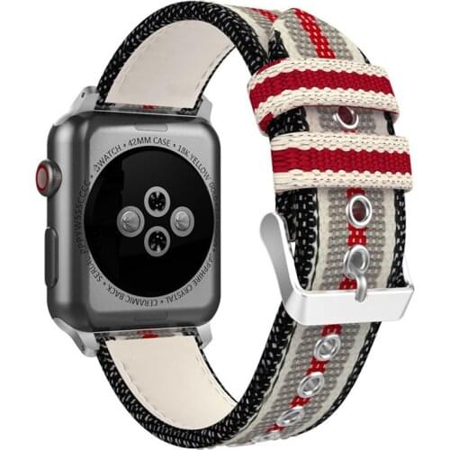 Nylon Band for Apple Watch 40mm 44mm Series 4 iWatch Leather Braclet 38mm 42mm Series 3 2 1 Watch Replacement Strap