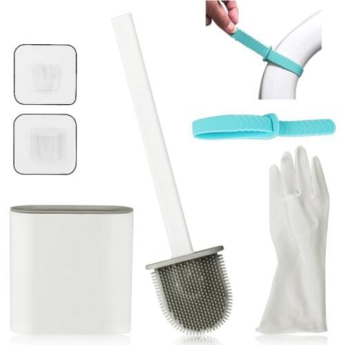 TPR Toilet Brush Rubber Head Holder With Storage Base Clean Tool Wall-Mount Or Floor-Standing Cleaning Brush Bathroom Accessorie