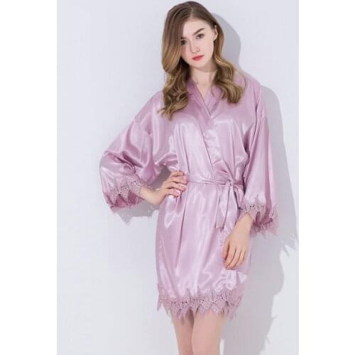 Silk Satin Lace Silk Robe Bridal Robes Wedding Bride Bridesmaid Robes Kimono Sleepwear for Bridal Party Bathrobe