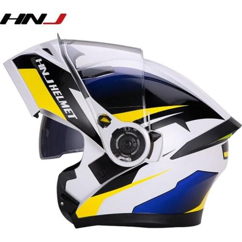 HNJ casco capacete moto Flip up helmet full face motorcycle dual lens abs plus size mens riding protection safety helmets bike