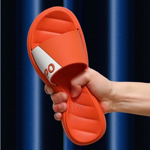 Summer Slides Women Beach Slippers EVA Non-slip Soft Bottom Indoor Outdoor Letter Patchwork Sandals Men Couple Shoes Flip Flops