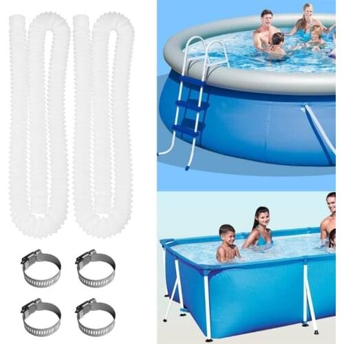 2 Pack Above Ground Pools Filter Replacement Hose with Metal Clamps 59” Long 1.25" Diameter for intex Model 607 and 637