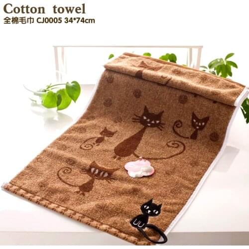 Dark thicker face towel Embroidery Line Towel cotton Soft Table Napkins Free shipping super soft Cartoon towel New Arrival cat