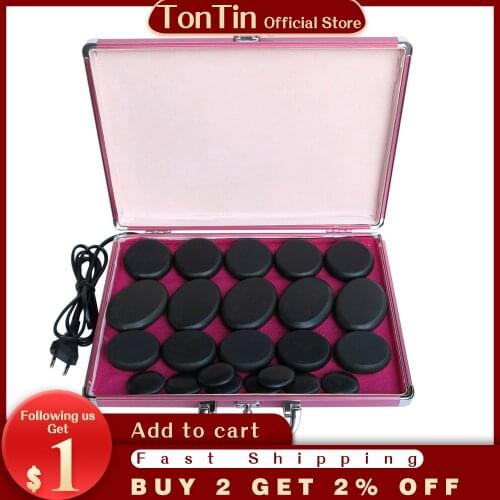 TonTin 23pcs/set power massage stone set hot stone with 220V heater box ysgyp-nls