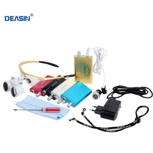 High Quality 2.5X420mm Portable Dentist Surgical Binocular Dental Loupe Optical Glass with LED Head Light Lamp