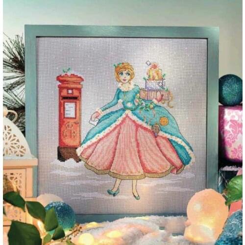 Higher Cotton Chic Counted Cross Stitch Kit Victorian Christmas Lady Girl Woman Princess and Gift
