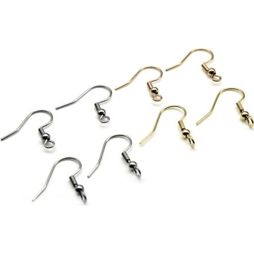 50pc 316 Surgical Stainless Steel Gold Silver Tone French Earring Hooks Clasp Findings Ear Wires for DIY Jewelry Making Supplier