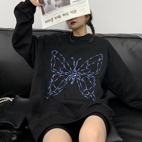 Female sweatshirt Cartoon goth Vintage Kawaii Sweatshirt aesthetic Women grunge clothes Women y2k clothes Female coat winter top