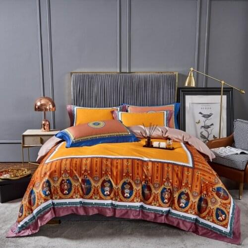 100 Count Egyptian Cotton Digital Printing Duvet Cover Bed Linen Fitted Sheet Pillowcases Bedclothes Bedspread King Queen