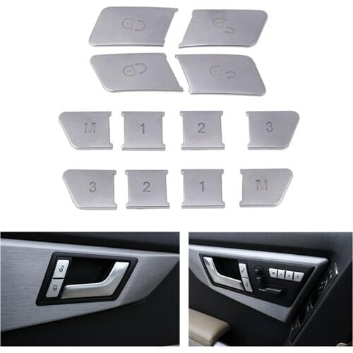 12 Pieces Patch Switch Button Trim Memory Door Lock Unlock Shielded Patch Cover Sticker Glass Lift for Benz GLA CLA CLS