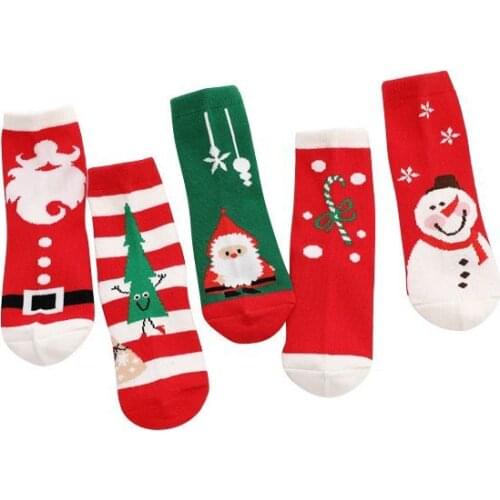 2 Pairs Cotton Winter Autumn Baby Girls Boys Kids Socks Children Terry Snowflake Elk Santa Claus Christmas Bear Gift Stuff