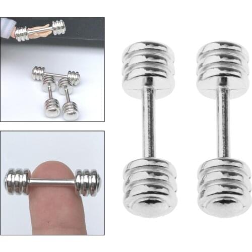 2pcs 1:12 Scale Miniature Dumbbells Baby Doll Gym Room Supplies Scenery Accs