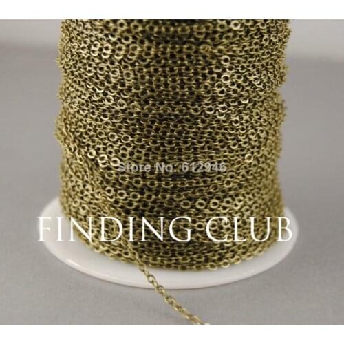 5meters 2mm Brass Bronze Flat Cable Chain DIY Necklace Jewelry Findings C01 Soldered