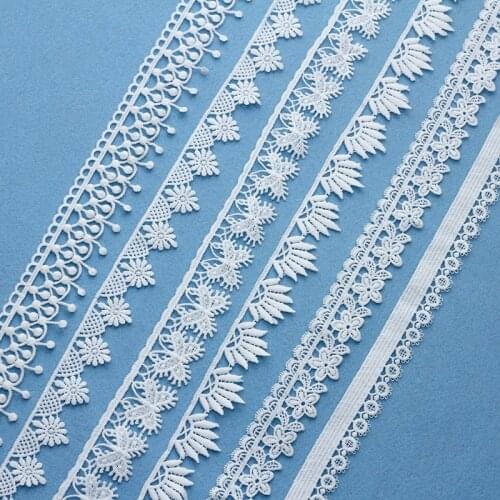 5 Yards White Cotton Embroidered Lace Trim Ribbons Fabric DIY Handmade Craft Clothes Sewing Accessories Supplies