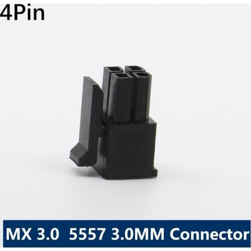 500PCS 4PIN Molex 3.0 Pitch 3.0 Connector 4P Small 5557 Male plug 2X2P Double Row MX3.0 3.0 Connector for Cable DIY