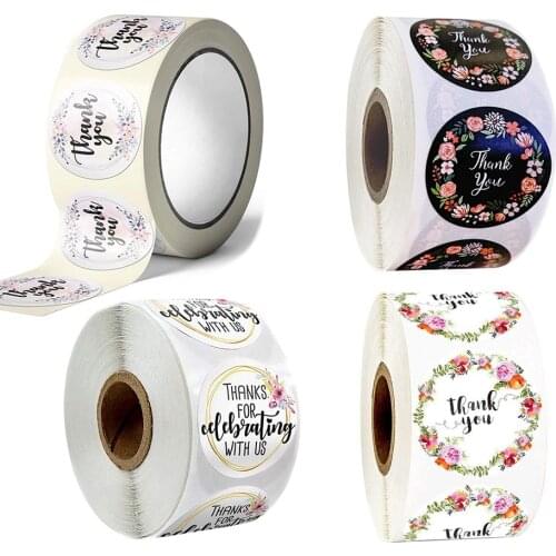 500Pcs/Roll Thank You Stickers Seal Labels Flower DIY Baking Packaging Sealing Stickers Wedding Envelopes Decoration